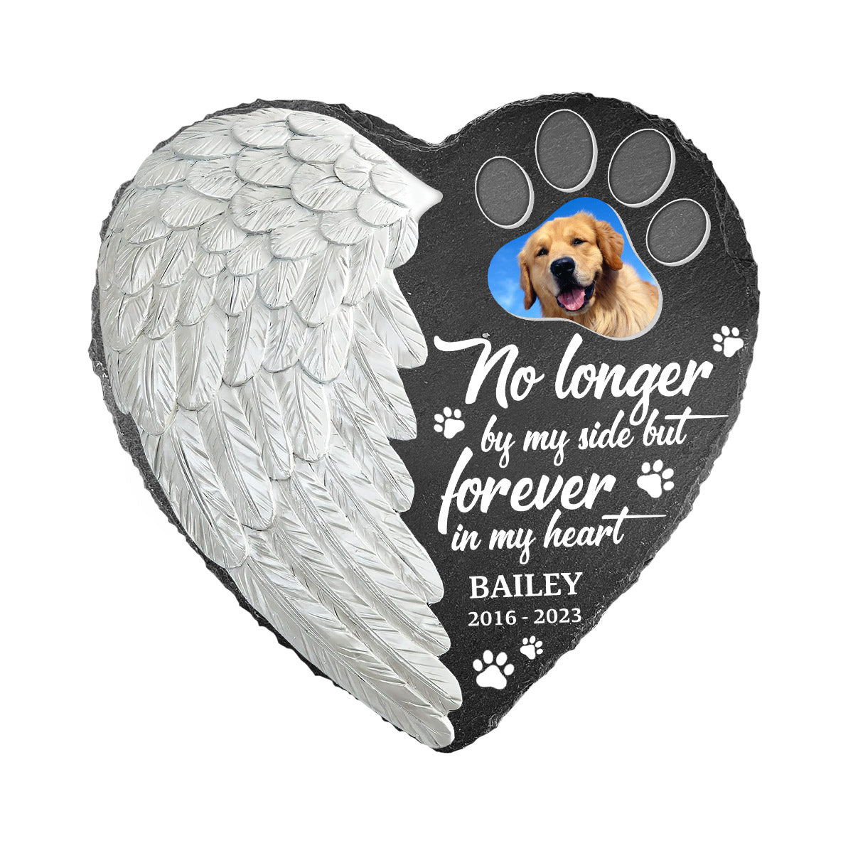 Your Wings Were Ready - Personalized Dog Heart Shaped Stone