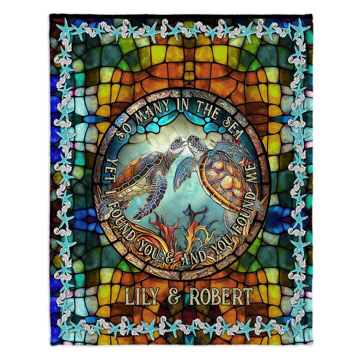 So Many In The Sea - Personalized Turtle Blanket