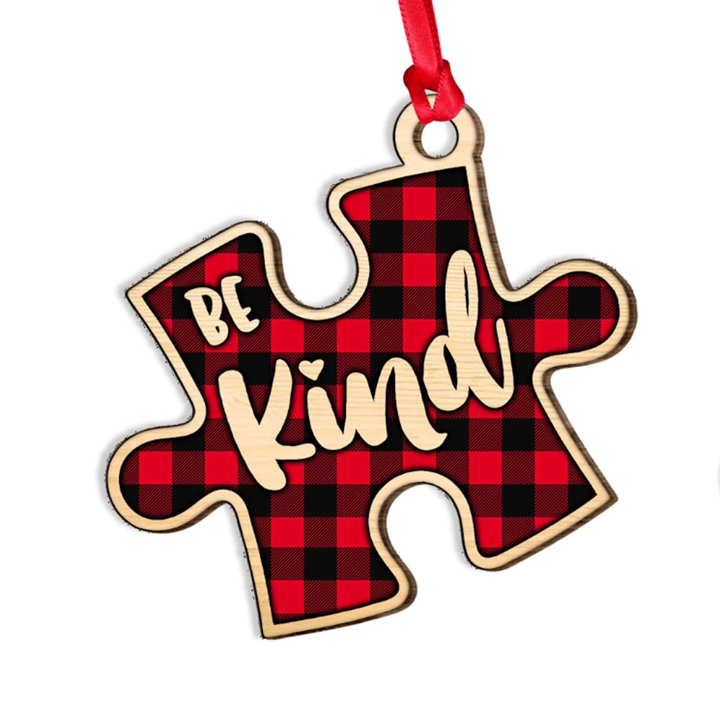 Be Kind - Personalized Autism Awareness Layered Wood Ornament