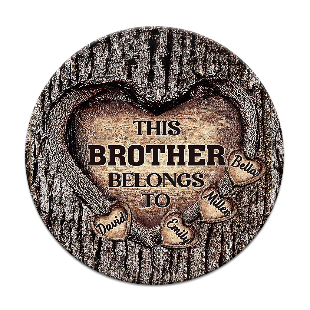 Dad's Heart - Gift for dad, grandma, grandpa, mom, uncle, aunt, brother, sister - Personalized Round Wood Sign