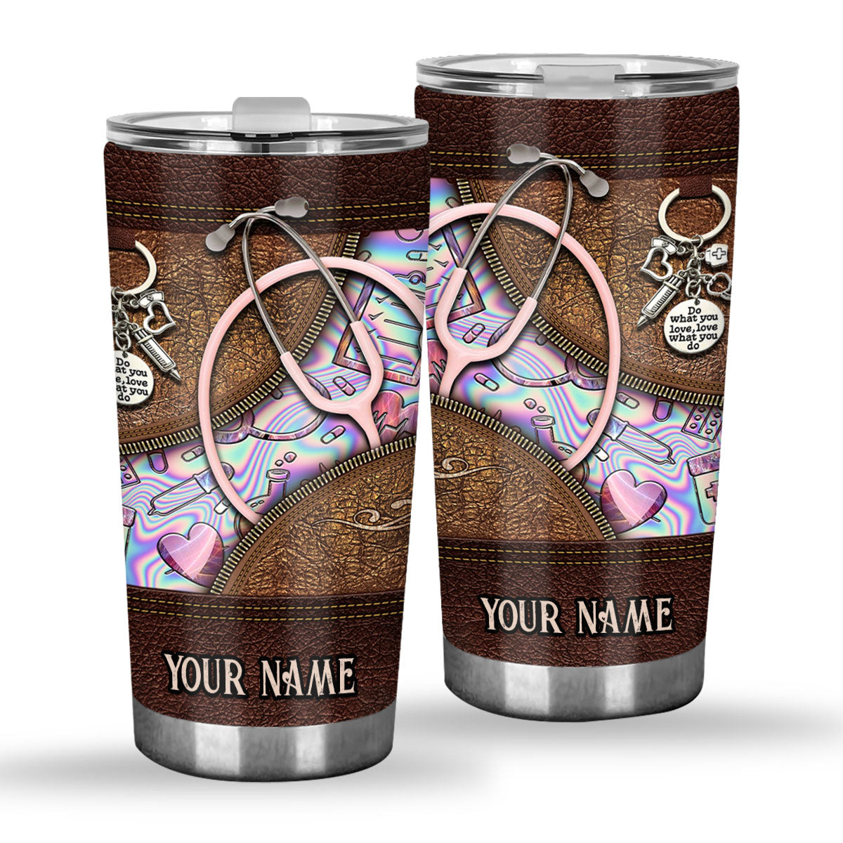 Pink Stethoscope - Personalized Nurse Tumbler