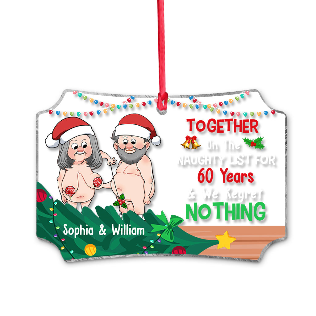Together On The Naughty List - Personalized Couple Transparent Ornament