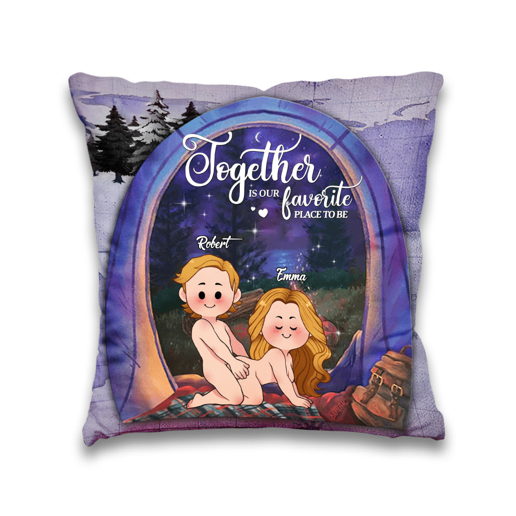 Together Is Our Favorite Place To Be - Personalized Camping Throw Pillow
