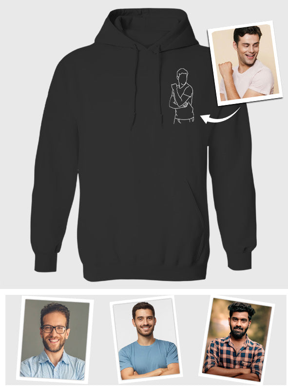 Custom Line Art - Personalized Son Embroidered Hoodie