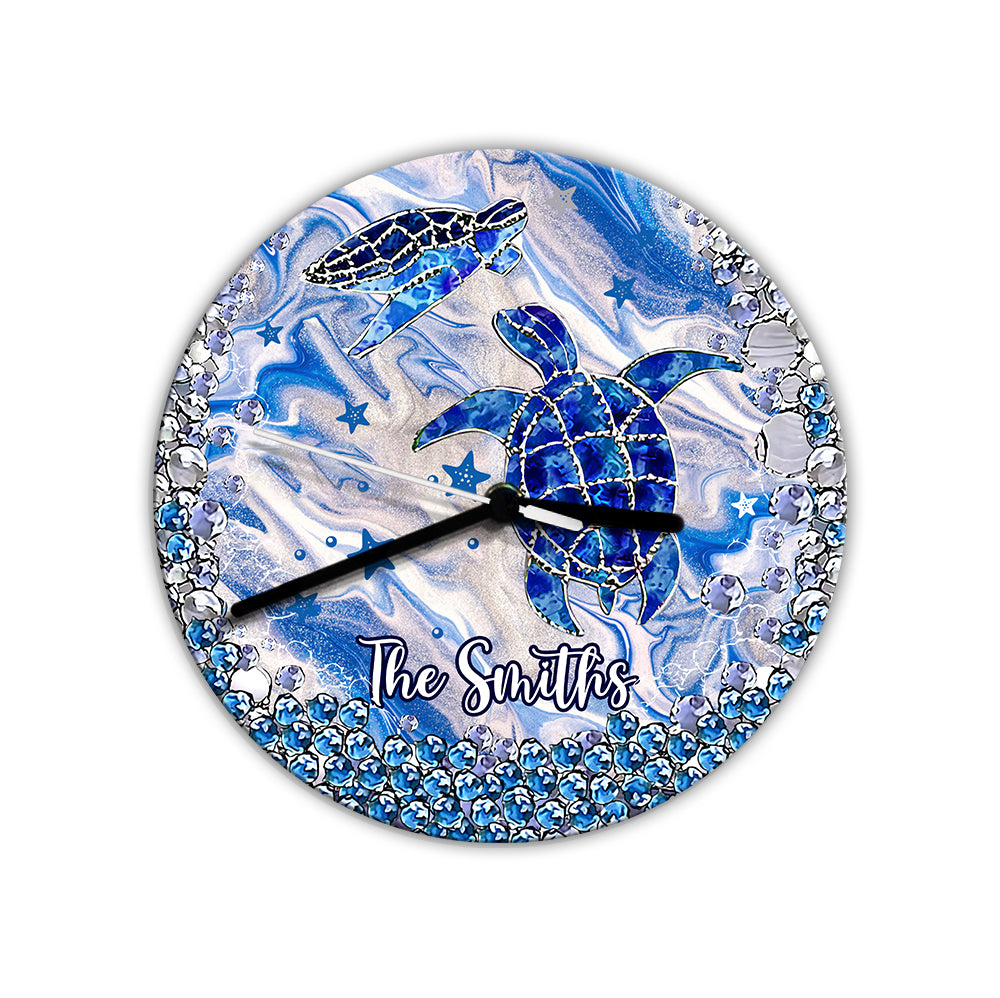 Blue Sea Turtles - Personalized Turtle Wall Clock