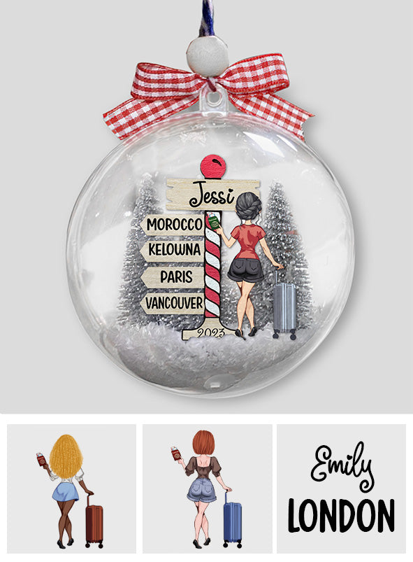 Love Travelling - Personalized Travelling Snow Globe Ornament