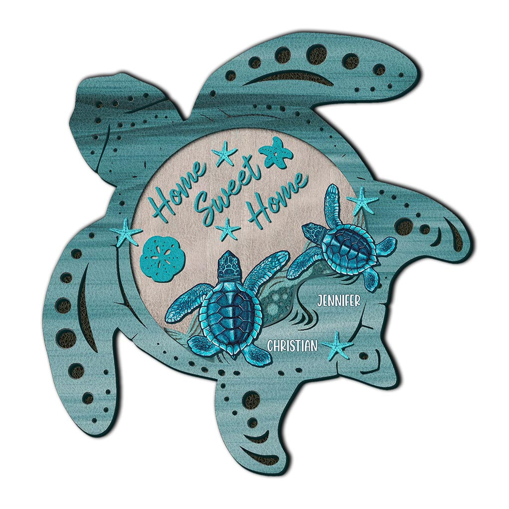 Turtley Awesome Couple - Personalized Turtle Shaped Doormat