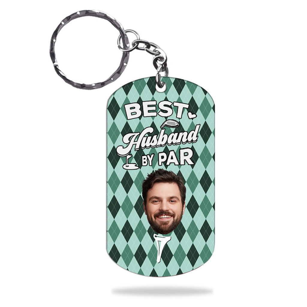 Best Dad By Par - Golf gift for dad, him, boyfriend, husband, grandpa - Personalized Stainless Steel Keychain