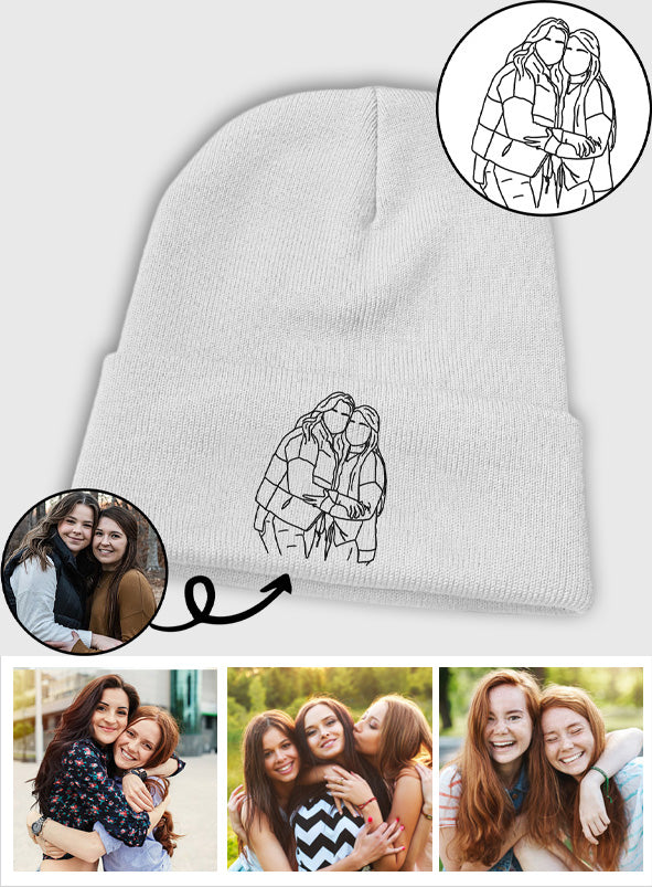 Custom Photo - Personalized Sibling Embroidered Beanie