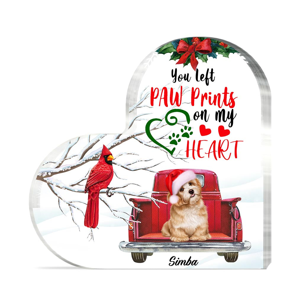 You Left Paw Prints On My Hearts - Personalized Dog Custom Shaped Acrylic Plaque
