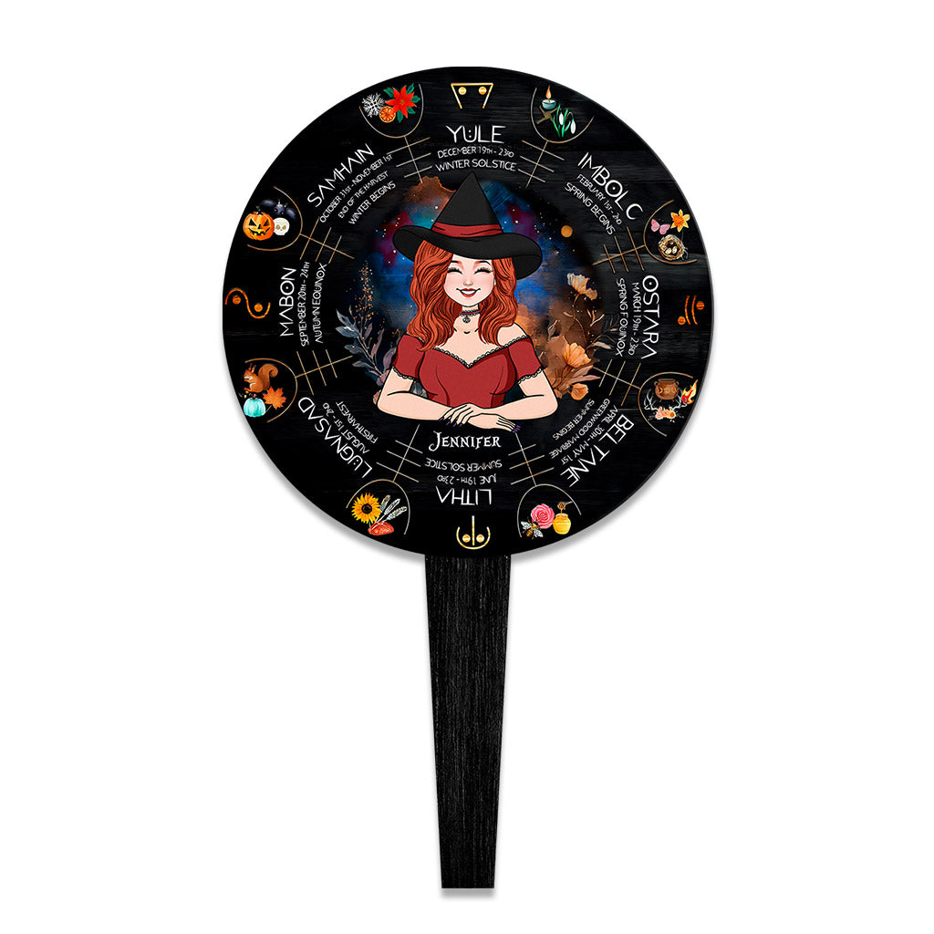 Wheel Of The Year - Personalized Witch Acrylic Garden Sign
