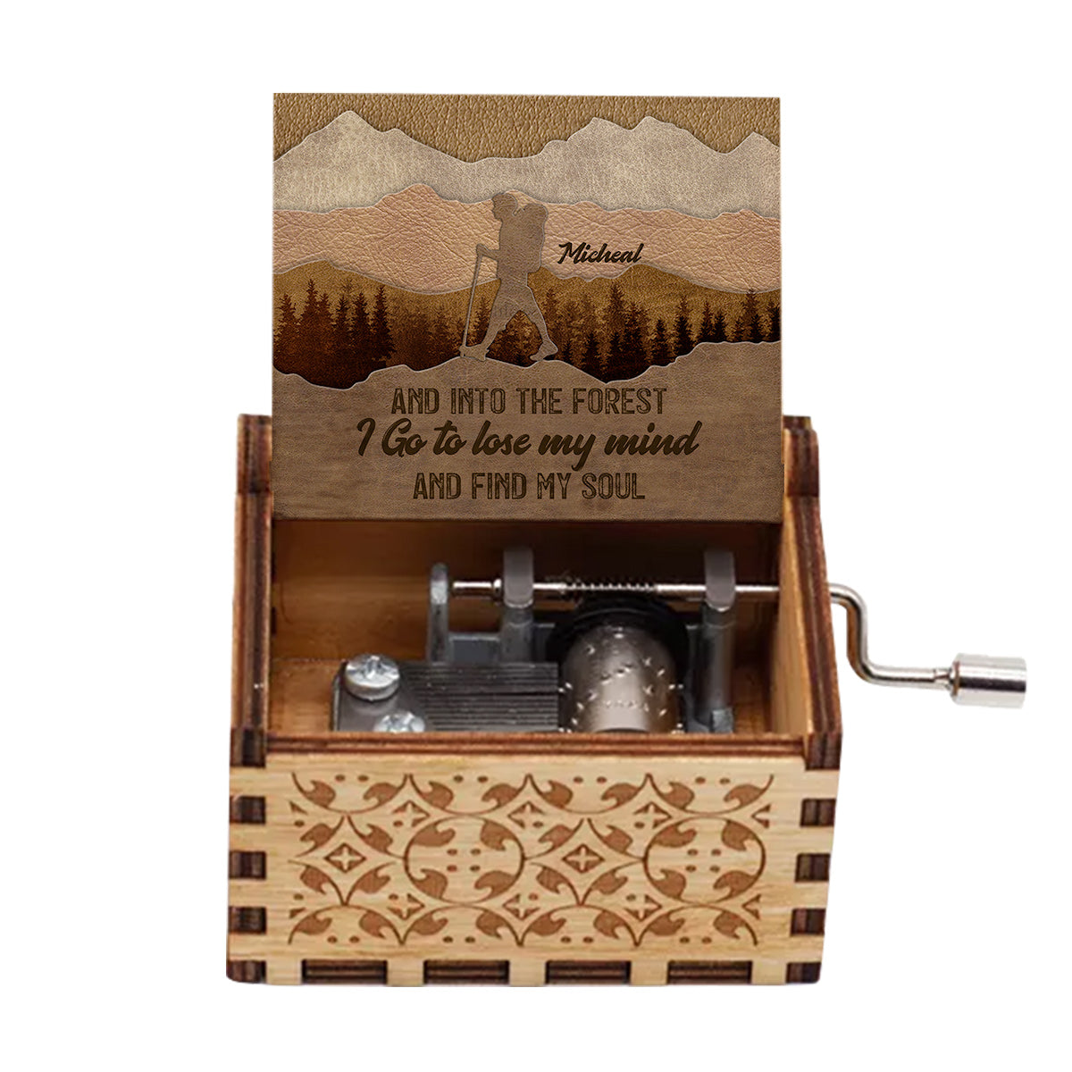 And Into The Forest I Go - Personalized Hiking Hand Crank Music Box