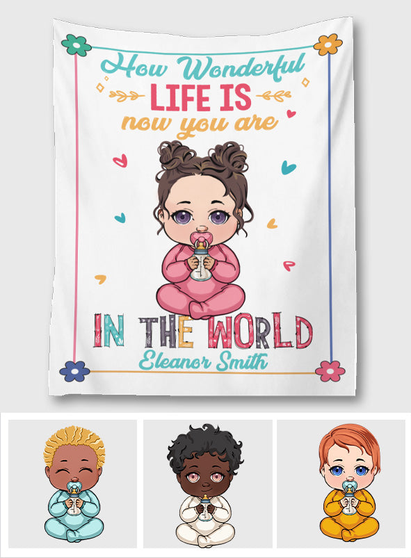 Baby Name Tapestry - Gift for Newborn - Personalized Wall Tapestry