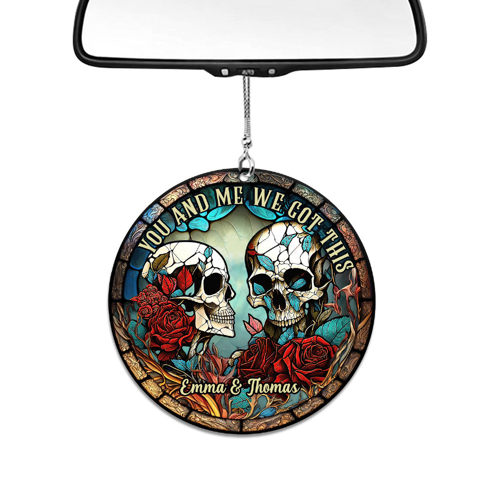 Skull Couple - Personalized Skull Car Ornament