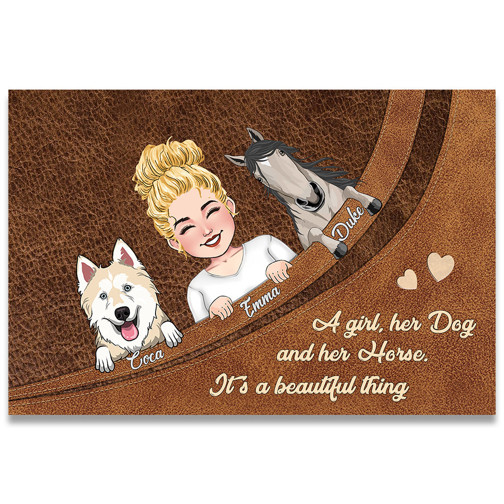 What A Beautiful Thing - Horse gift for dog lover, cat lover - Personalized Doormat