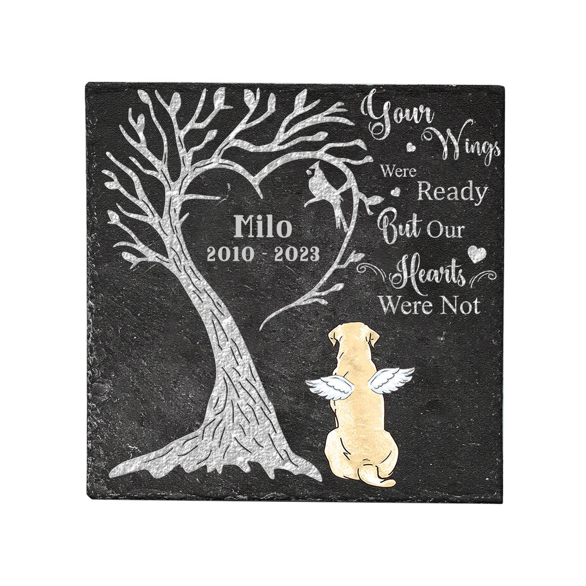 Your Wings Were Ready - Personalized Dog Square Shaped Stone