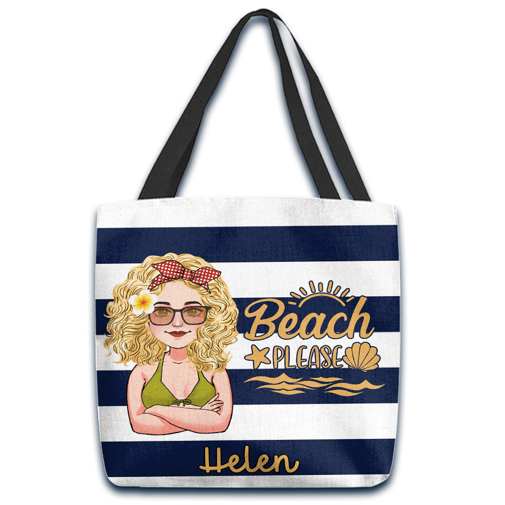 Beach Please - Personalized Sea Lover Tote Bag