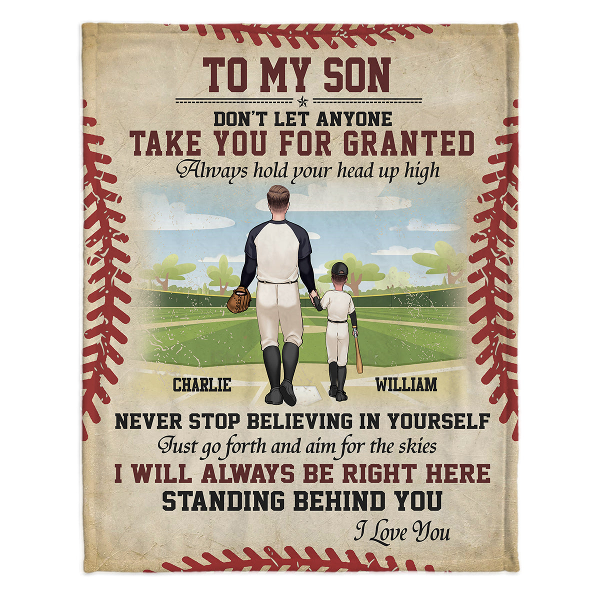 I Will Always Be Right Here - Personalized Baseball Blanket