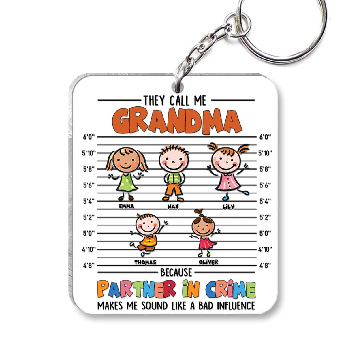 Partner In Crime - Gift for grandpa, grandma, mom, dad, uncle, aunt, brother, sister - Personalized Keychain