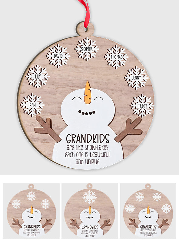 Grandkids Are Like Snowflakes - Gift for grandma - Personalized 2 Layered Piece Ornament
