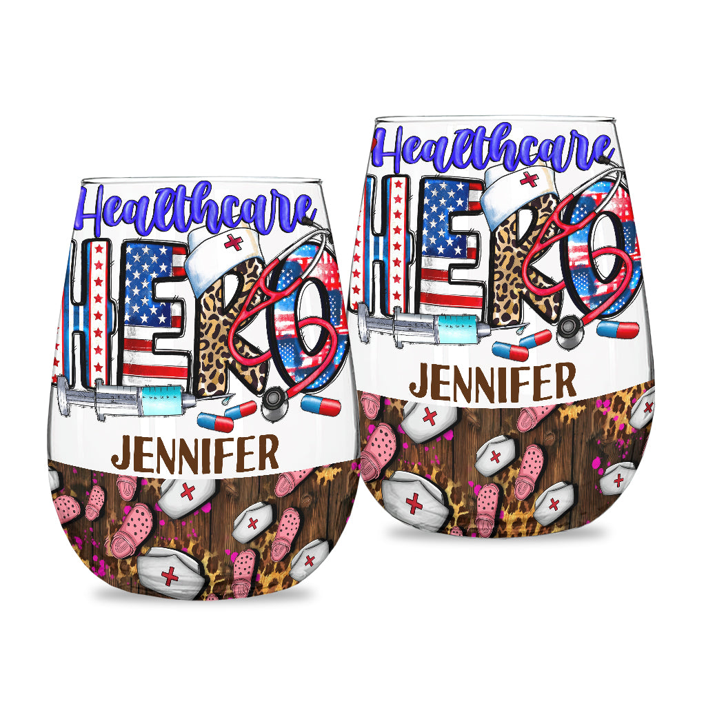 Nurse Life - Nurse gift for mom, her, wife, girlfrend - Personalized All Over Wine Glass