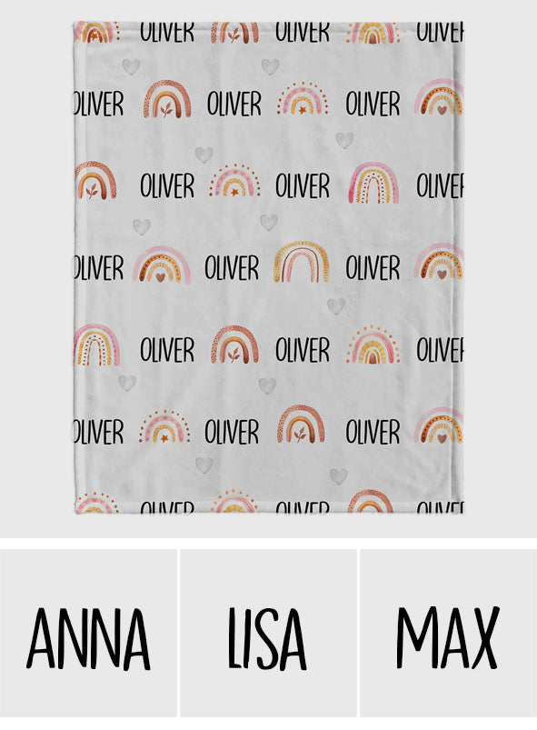 Custom Name Retro Rainbow - Personalized grandson Blanket