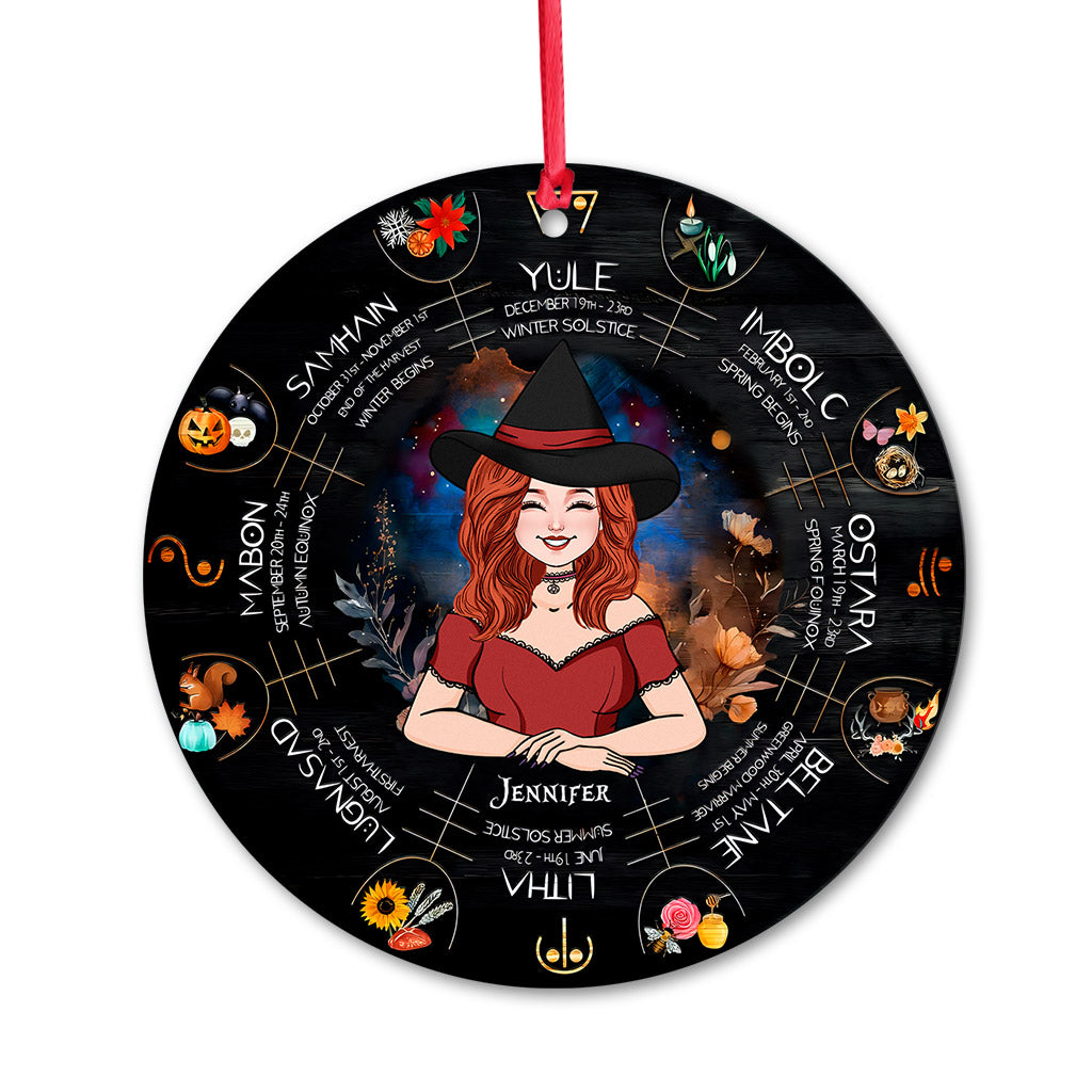 Wheel Of The Year - Personalized Witch Ornament
