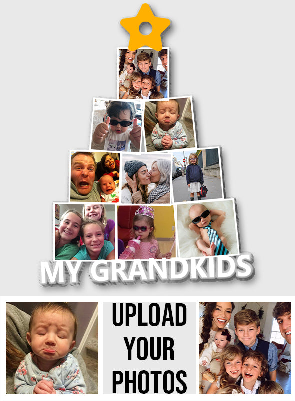 Photo Grandkids Christmas Tree - Gift for grandma - Personalized Transparent Ornament