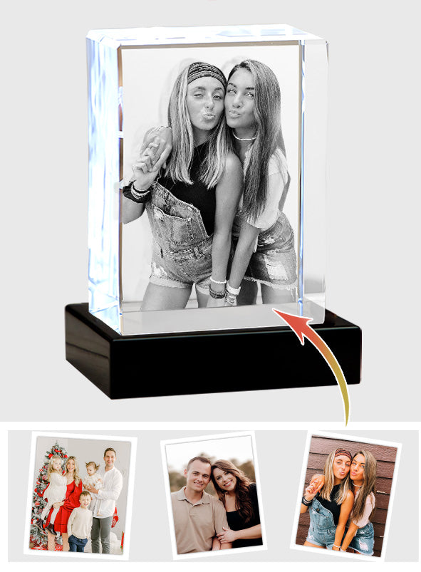 Custom Photo - Personalized Daughter Laser Engraving 3D Cuboid Shaped Crystal Lamp