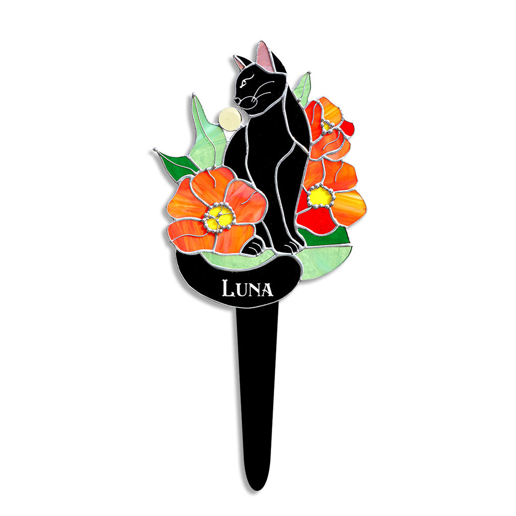 Black Cat - Personalized Black Cat Acrylic Plaque Stake