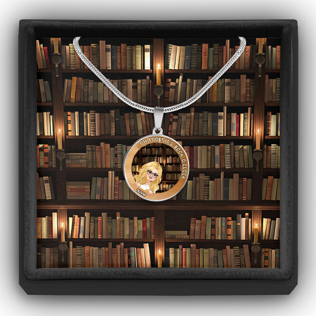 It's Book O'clock - Personalized Book Round Pendant Necklace