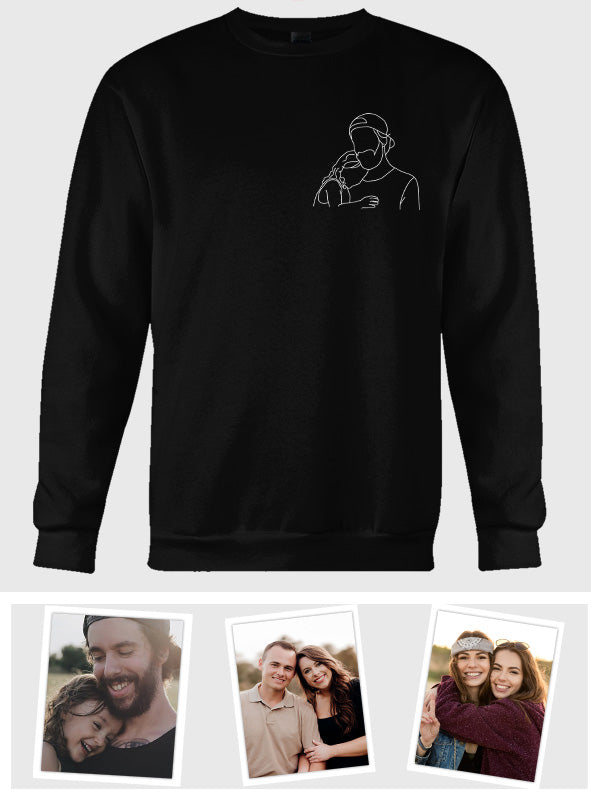 Custom Line Art - Personalized Step Dad Embroidered Sweater
