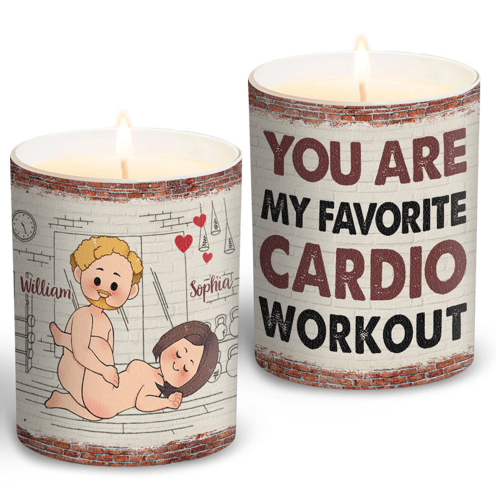 Cardio Workout - Personalized Couple Candle With Wooden Lid