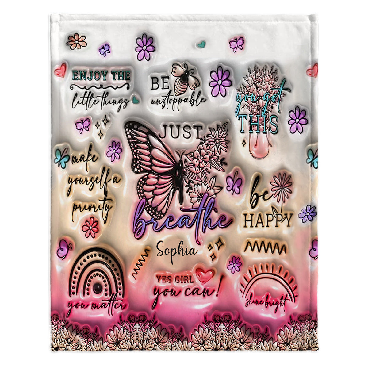 Positive Affirmations Butterfly - Personalized Butterfly Blanket