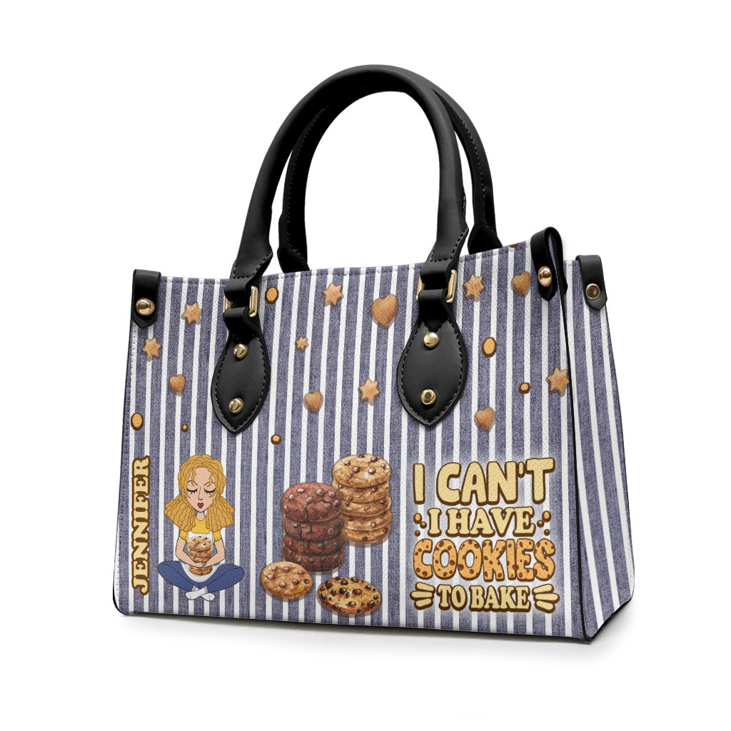 I Can't I Have Cookies To Bake - Personalized Baking Leather Handbag