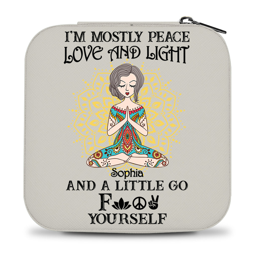 I’m Mostly Peace Love And Light - Personalized Yoga Jewelry Box