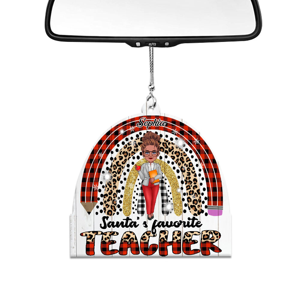 Santa's Favorite Teacher - Personalized Teacher Car Ornament