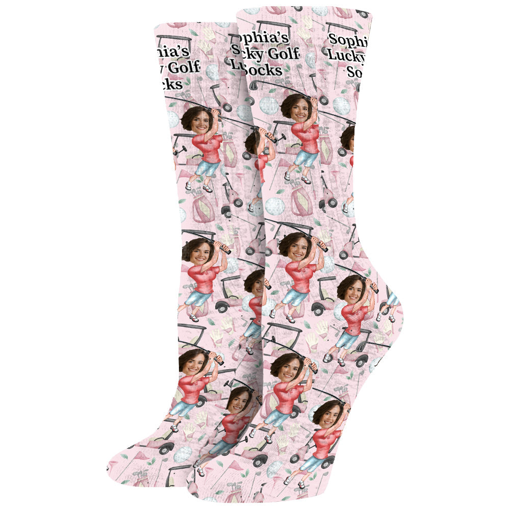 Photo Inserted Funny Golfer - Personalized Golf Socks