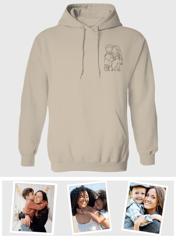 Custom Line Art - Personalized Step Mom Embroidered Hoodie