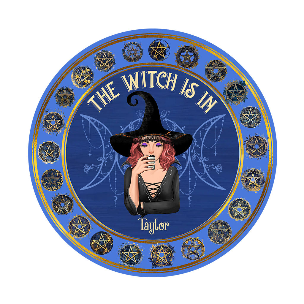 The Witch Is In - Personalized Witch Shaped Doormat