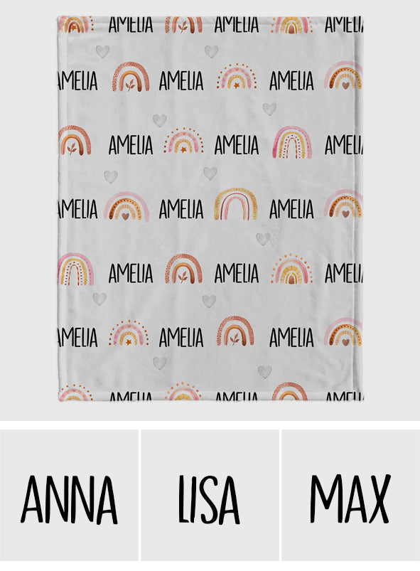 Custom Name Retro Rainbow - Personalized granddaughter Blanket