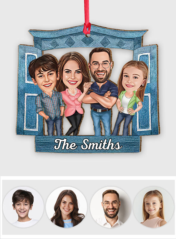 Caricature Family / Couple / Bestie Portrait Window - Personalized Family Ornament