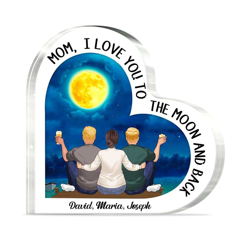 Moon And Back - Gift for mom, grandma - Personalized Custom Shaped Acrylic Plaque