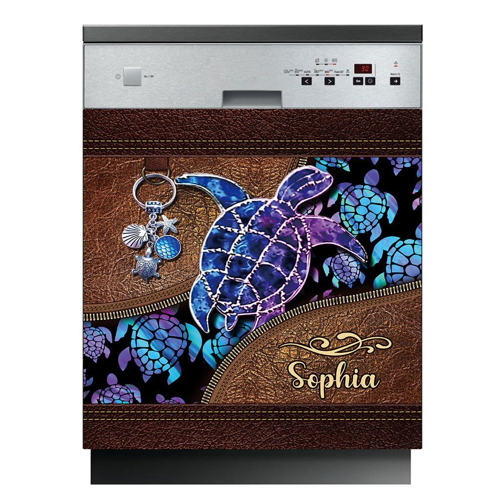 Salty Lil' Beach - Personalized Turtle Dishwasher Cover