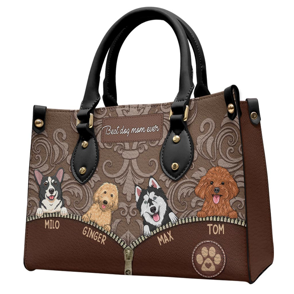 Best Dog Mom Ever - Gift for mom, mom, dog lover, cat lover - Personalized Leather Handbag