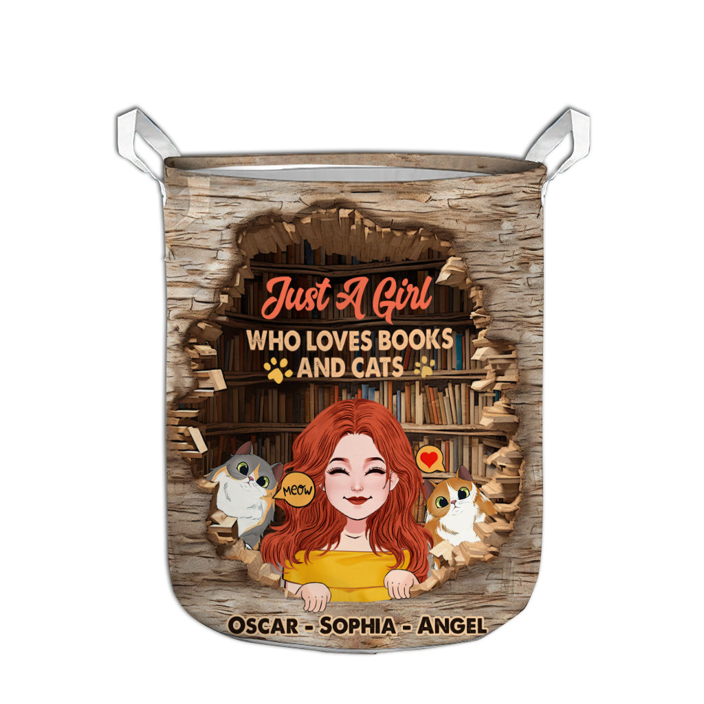 Love Books And Cats - Personalized Book Storage Basket