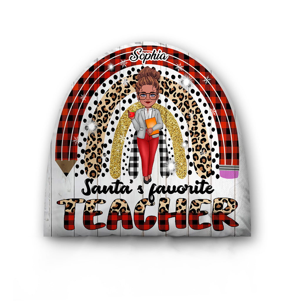 Santa's Favorite Teacher - Personalized Teacher One-sided Shaped Pillow
