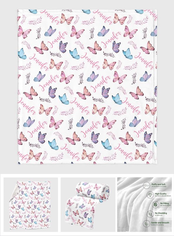 Butterfly Custom Name - Personalized Aunt Blanket
