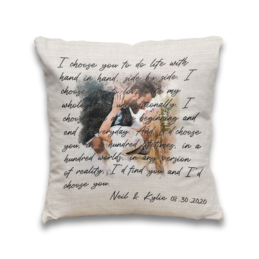 I Choose You - Personalized Husband And Wife Throw Pillow