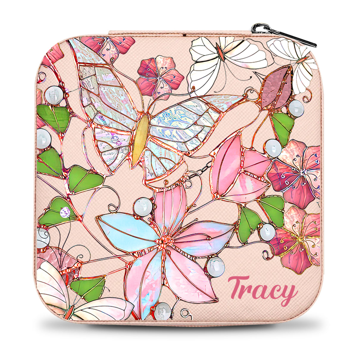Butterfly And Flower - Personalized Butterfly Jewelry Box